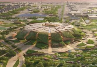 عکس | ساخت یک استادیوم عجیب با الهام از طبیعت عربستان