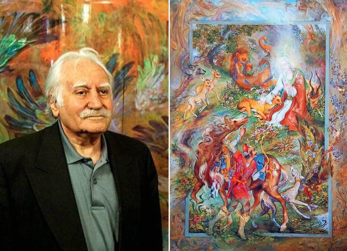 پیکر استاد فرشچیان کنار مقبره صائب تبریزی آرام می‌گیرد